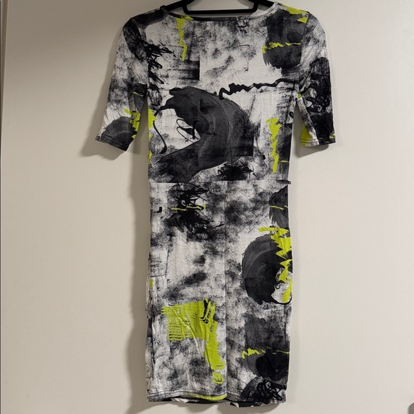 Topshop Neon Green Mini Dress with Midriff Zipper - Picture 6 of 6